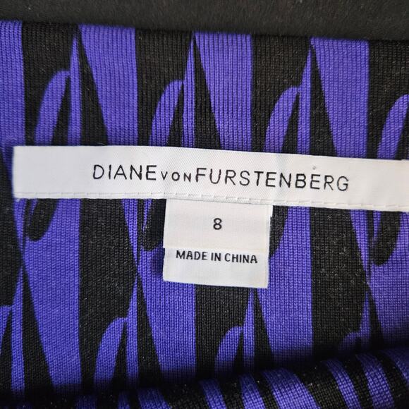 Diane VonFurstendberg Ruri Silk Dress Size 8 Geometric Stretch 3/4 Sleeve - Picture 4 of 9